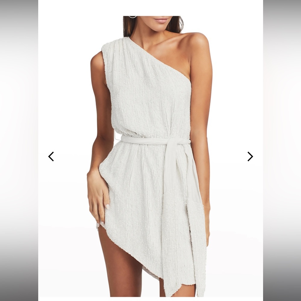 Retrofête Ella One-Shoulder Sequin Dress. White. Size M. True to size. Worn once - Picture 4 of 11